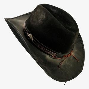 Sombrero de vaquero de cuero negro de lujo para hombre, sombrero de rancho occidental de ala ancha, estilo americano clásico vintage - Product Image 1