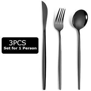 Ensemble de couverts noirs de qualité supérieure, acier inoxydable de qualité alimentaire, finition miroir, à prix avantageux - Product Image 3