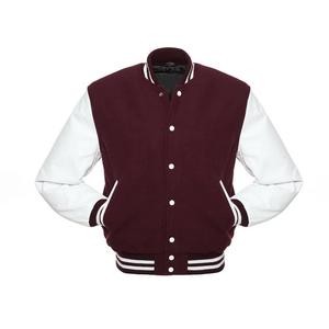 OEM Custom Varsity <b>Jacket</b> Manufacturer Durable Wool Body Varsity <b>Jacket</b> with Faux <b>Leather</b> Sleeve <b>Jacket</b> - Product Image 1