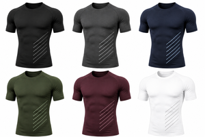 Camiseta Deportiva de Compresión para Hombre, Tejida, Cuello Redondo, Manga Corta, Transpirable, Secado Rápido, Ajuste Delgado, Poliéster y Spandex, para Gimnasio y Fitness 2026 - Product Image 5