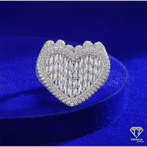Bague de déclaration en argent 925 de luxe avec diamant de laboratoire en forme de cœur pour femme, style nuptial élégant, pour les fournisseurs en gros et les détaillants - Product Image 2