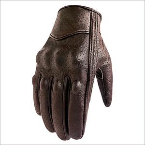 Gants en cuir perforés Cafe Racers, antidérapants, imperméables, respirants, compatibles écran tactile, pour la gym, demi-doigts, légers - Product Image 3