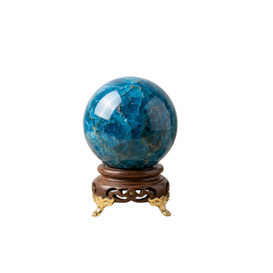 Esfera de Apatita Azul Natural, Bola de Piedra Preciosa Pulida, Adorno Decorativo Tallado para el Hogar, Regalo de Meditación - Product Image 1