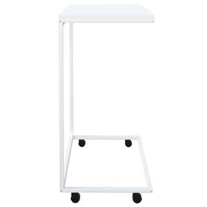 Tavolino Laterale in Legno Ingegnerizzato Bianco con Base in Ferro, Funzione Rotolabile Media, Elegante Tavolino da Caffè - Product Image 4