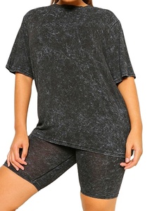 Ensembles pour femmes 2 pièces ensemble femmes lavé à l'acide t-shirts meilleure qualité hommes vêtements Streetwear logo personnalisé impression 2026 HI - Product Image 2