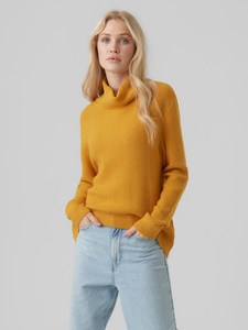 Women's Winter Long Casual Solid <b>Turtleneck</b> Pullover <b>Sweater</b> Loose Fit Mustard Yellow 100% Acrylic 6XL - Product Image 1