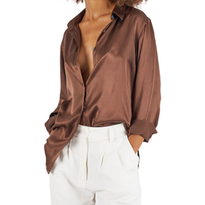 เสื้อผ้าผู้หญิง เสื้อไหมคอวีทรงหรูหรา แขนสั้น สีพื้น ผ้าไหมแท้ แฟชั่นลำลอง สไตล์หลวมๆ สำหรับฤดูร้อน - Product Image 5