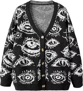 Pull en maille épaisse respirant en polyester/coton à col en V avec logo frontal et manches longues pour femme, collection hiver décontractée Power Abaan Sports - Product Image 1