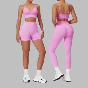 Ensembles de sport décontractés 4 pièces pour femmes, personnalisés, côtelés, imprimé animal, séchage rapide, pour la gym, l'entraînement, le fitness et le yoga - Product Image 1
