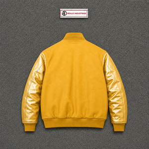 Premium Golden <b>Bomber</b> <b>Varsity</b> <b>Jacket</b> <b>Men's</b> Winter Fashion Outerwear Lightweight Heated Eco-Friendly College Comfort Fit - Product Image 6