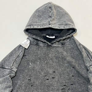 Sweat à capuche en coton French Terry pour homme, style streetwear, personnalisé, collection hiver 2026, haute qualité, teint uni, lavable à l'eau, effet délavé - Product Image 3