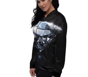 Blouson bombardier décontracté à sublimation manteau d'hiver fin de qualité supérieure veste réversible pour femmes recyclée à col montant et fermeture éclair - Product Image 2