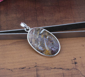 Colgante de Jaspe Natural, Plata de Ley 925, Chapado en Platino, Engaste Vintage, Joyería Hecha a Mano, Collar Unisex, Venta al por Mayor - Product Image 5