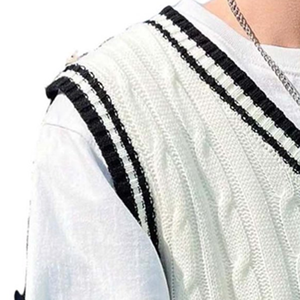 Pull en maille torsadée pour homme, 100 % coton, col en V, haute qualité, anti-boulochage, respirant, décontracté, avec logo, hiver, prix abordables - Product Image 2