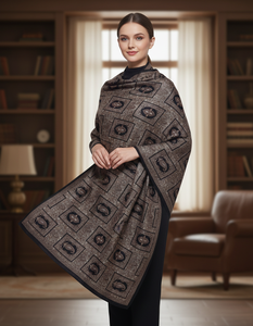 Chal Largo de Invierno 100% Pashmina para Mujer, Ecológico, con Bordado Floral/Geométrico, Transpirable y Duradero - Product Image 3