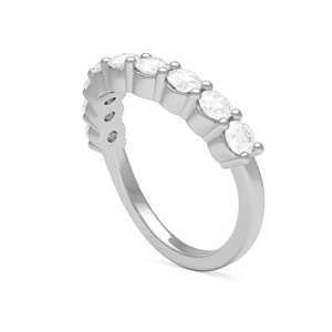 Bagues de mariage demi-éternité incurvées empilables, bijoux fins minimalistes avec diamant de laboratoire taille ronde, or massif 14K 18K, fabricant - Product Image 3