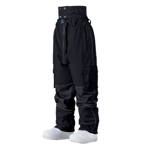 Pantalon de ski pour homme imperméable, antistatique, respirant, noir, en Spandex/Coton, avec cordon de serrage, léger, taille mi-haute, pour neige et printemps - Product Image 1