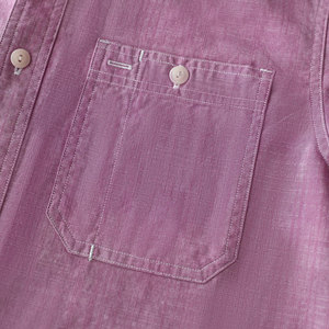 Camisa Casual de Mezclilla Morada para Hombre, Manga Larga, Bolsillos en el Pecho, Cuello Camisero, 100% Algodón, Corte Regular, Transpirable, para Todas las Temporadas - Product Image 6
