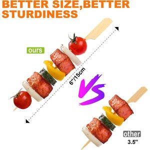 Palillos de Bambú de 6 Pulgadas, 200 Unidades, Palillos Planos de Madera para Cócteles, Palillos Decorativos para Aperitivos, para Barbacoa y Entretenimiento al Aire Libre - Product Image 4