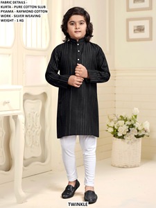 Ensemble Kurta Traditionnel Bandhani Little Maharaja en Coton Séchage Rapide Coupe Classique Longueur Ras du Sol pour Garçons – Idéal Mariages, Diwali, Fêtes, Toutes Saisons - Product Image 3