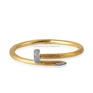 Luxury design high quality <b>gold</b> <b>plated</b> 925 sterling silver zircon white stone <b>bangle</b> for wedding anniversary party gift jewelry - Product Image 6