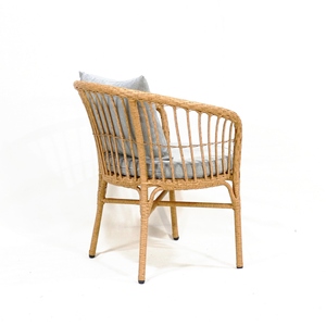 Chaise de bistrot en plastique tressé avec rembourrage gris - Meuble de café ergonomique et confortable - Ventes flash - Product Image 3