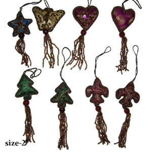 Adorno Navideño Circular de Alta Gama Hecho a Mano con Bordado a una Cara, Irrompible, con Forma de Estrella, Mariposa y Corazón, Elegante Bola de Navidad - Product Image 6