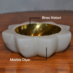Set of 3 Golden <b>Brass</b> Diya/Deepak <b>Oil</b> <b>Lamps</b> 3 Inch X 2 Inch 400G Each for Pooja & Lighting Decoration Marble Base - Product Image 3
