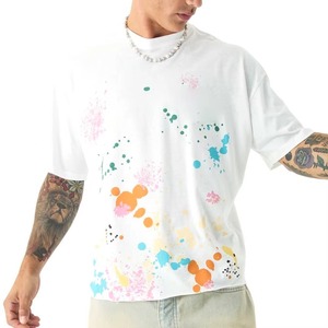 Camiseta de hombre de estilo urbano, de tejido grueso, corte cropped y holgado, oversize, lisa, personalizable, con hombros caídos, 2026 - Product Image 1