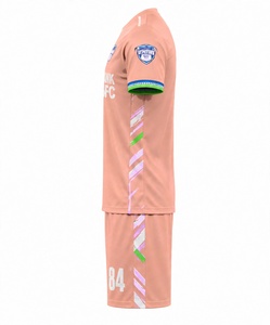 Conjunto de Camiseta de Fútbol Rosa Sublimada Personalizada, Transpirable, de Secado Rápido, Uniforme de Entrenamiento para Hombre, Ligero, de Manga Corta - Product Image 3