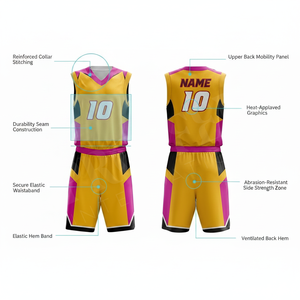 Maillot de basket-ball pour adultes et jeunes, dernier design, OEM ODM, respirant, en mesh, tenue d'équipe, design avec nom et logo du joueur, uniforme de basket-ball - Product Image 2