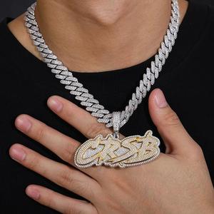 Custom Moissanite Letter Pendant 925 Silver <b>Chain</b> Necklace Gold Plated Hip Hop <b>Name</b> Jewelry Gift - Product Image 1