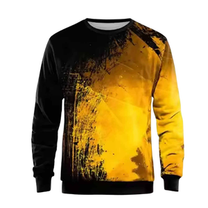 Sweat-shirt en polyester tricoté pour homme, blanc, à manches raglan, avec imprimé éclaboussures vertes, col rond, coupe classique, décontracté, pour l'automne - Product Image 6