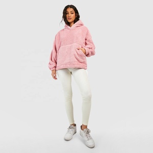 Sweat à capuche en coton unisexe surdimensionné de 500 g/m² pull en polaire Teddy de haute qualité sans ficelle à bouton-pression personnalisé hiver à capuche - Product Image 1