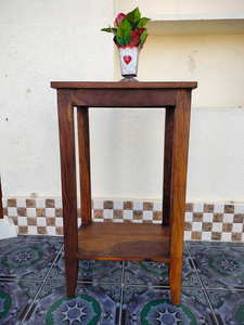 Taburete de Madera Artesanal, Banco de Asiento de Madera Maciza, Muebles Rústicos para el Hogar, Mesa Auxiliar Decorativa, Soporte para Plantas - Product Image 5