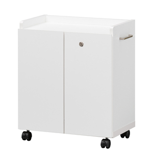 Modern Brown Wood Living Room <b>Cabinet</b> Flat Panel Doors 4 Drawers <b>Lockable</b> <b>Storage</b> Wheels Shelves Minimalist Home Furniture - Product Image 1
