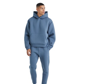 ชุดวอร์มผู้ชายสไตล์สตรีทแวร์ เสื้อฮู้ด กางเกงขายาว ผ้าฟลีซหนานุ่ม 100% ผ้าฝ้ายผสมโพลีเอสเตอร์ ระบายอากาศ แห้งเร็ว เหมาะสำหรับใส่ลำลองในฤดูหนาว - Product Image 1