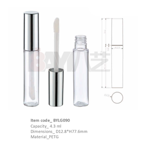 Tubes à gloss transparents en plastique, contenants ronds vides avec bouchon à vis argenté - Product Image 1