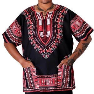 Chemise Dashiki africaine à col en V, manches courtes, imprimé géométrique, chemises Dashiki respirantes, motif tribal, chemises africaines d'été pour hommes - Product Image 3