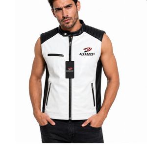 Chaleco de cuero elegante para hombre con forro suave, costuras duraderas, bolsillos prácticos y un ajuste atemporal para montar a caballo, viajar y uso casual. - Product Image 1