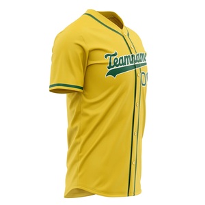 Camiseta de Béisbol Personalizada para Hombre, Amarillo Verde, Nombre del Equipo 00, Impresión Serigrafiada, Absorbe la Humedad, Manga Corta, Corte Regular - Product Image 2