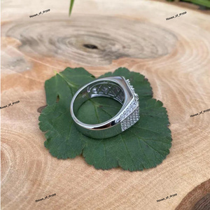 925 Sterling Silver Moissanite VVS <b>Diamond</b> Baguette Cut Silver Handmade Hip Hop <b>Diamond</b> <b>Ring</b> for Men's - Product Image 2