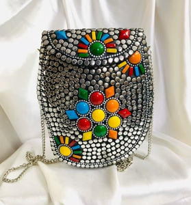 Indian Vintage Style Handmade High Grade Brass Handbags for Women <b>Silver</b> Plated Handicraft Clutches by HF Crafts by HF CRAFTS - Product Image 3