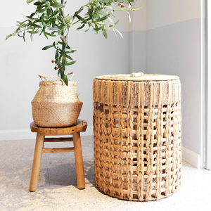 Cesta de Almacenamiento Hecha a Mano HS 3407N/3, Ecológica, de Color Natural, de Jacinto de Agua, con Tapa, para Solución de Almacenamiento de Ropa - Product Image 6