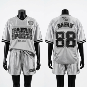 Premium 180 GSM Polyester <b>Mesh</b> Football Jersey And Shorts <b>Set</b> Gold Black Tackle Twill Custom Logo Women's <b>Sets</b> - Product Image 6