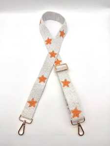 Correa de Bolso de Algodón a Cuadros Bordada a Mano ALI FASHION ART con Estrellas Doradas y Ganchos Metálicos, Forma Rectangular - Product Image 3