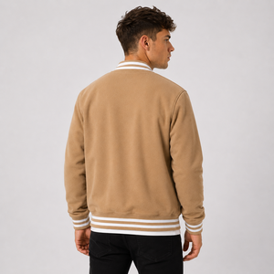 Premium Canvas Varsity Jacket Plain Dyed Breathable Lightweight Winter Outerwear Soft Inner Comfort Stylish <b>Athletic</b> Daily - Product Image 4