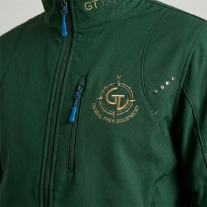 Chaqueta de Forro Polar Verde para Hombre GT EQ, Cierre de Cremallera, Cuello Alto, Logotipo Bordado, Ropa Casual de Otoño - Product Image 3