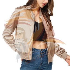 Chaqueta de satén acolchada personalizada para mujer, chaleco ligero liso con cuello alto, chaqueta de satén impermeable de nailon de talla grande para mujer - Product Image 6