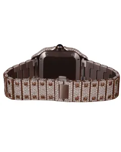 Nouvelle montre de luxe personnalisée en moissanite pour homme, montre blanche avec cadran romain vert, idéale pour les mariages et les soirées. - Product Image 4